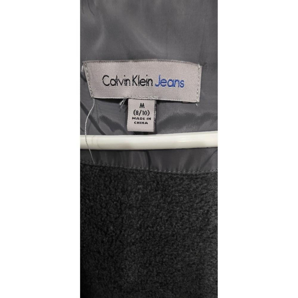 Calvin Klein Girls' Aerial Long Puffer Jacket Faux Fur Hood Lining Grey size M - Picture 3 of 9